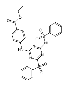 4-(4-benzenesulfonyl-6-benzenesulfonylamino-[1,3,5]triazin-2-ylamino)-benzoic acid ethyl ester结构式