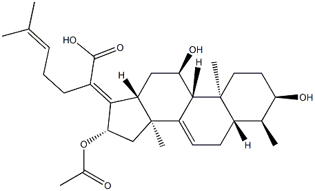 (4α,13α,14β,17Z)-16β-Acetoxy-3α,11α-dihydroxy-18,29-dinordammara-7,17(20),24-trien-21-oic acid结构式