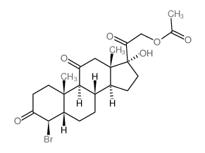 Pregnane-3,11,20-trione,21-(acetyloxy)-4-bromo-17-hydroxy-, (4b,5b)- (9CI)结构式
