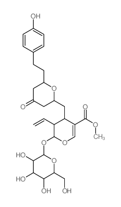 methyl 5-ethenyl-4-[[6-[2-(4-hydroxyphenyl)ethyl]-4-oxo-oxan-2-yl]methyl]-6-[3,4,5-trihydroxy-6-(hydroxymethyl)oxan-2-yl]oxy-5,6-dihydro-4H-pyran-3-carboxylate结构式