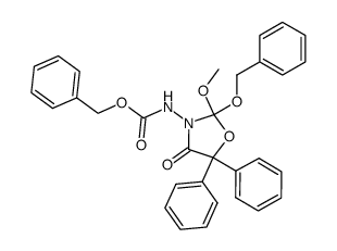 (2-Benzyloxy-2-methoxy-4-oxo-5,5-diphenyl-3-oxazolidinyl)carbamidsaeure-benzylester Structure