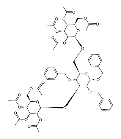 benzyl 2,4-di-O-benzyl-3,6-di-O-(2,3,4,6-tetra-O-acetyl-β-D-glucopyranosyl)-α-D-glucopyranoside Structure