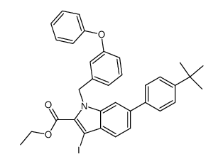 6-(4-tert-butylphenyl)-3-iodo-1-(3-phenoxybenzyl)-indole-2-carboxylic acid ethyl ester结构式