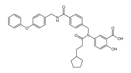 5-[(3-cyclopentylpropanoyl)(4-{[(4-phenoxybenzyl)amino]carbonyl}-benzyl)amino]-2- hydroxybenzoic acid结构式