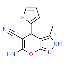 6-AMINO-3-METHYL-4-(2-THIENYL)-4H-PYRANO[3,2-D]PYRAZOLE-5-CARBONITRILE Structure