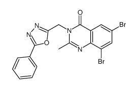 6,8-dibromo-2-methyl-3-[(5-phenyl-1,3,4-oxadiazol-2-yl)methyl]quinazolin-4-one结构式