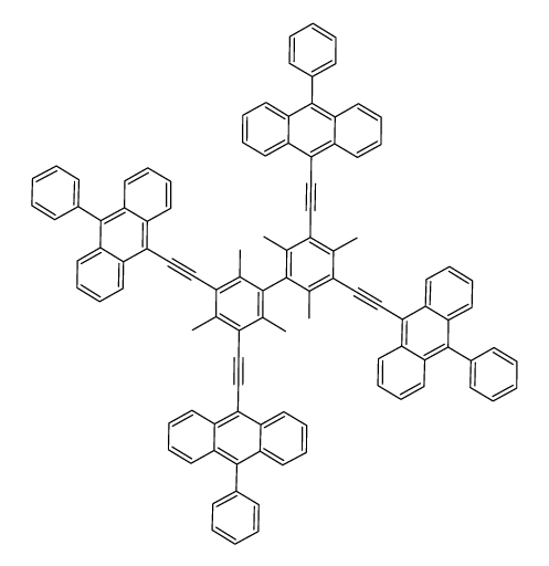10,10',10'',10'''-((2,2',4,4',6,6'-hexamethyl-[1,1'-biphenyl]-3,3',5,5'-tetrayl)tetrakis(ethyne-2,1-diyl))tetrakis(9-phenylanthracene)结构式