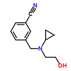 3-{[Cyclopropyl(2-hydroxyethyl)amino]methyl}benzonitrile Structure