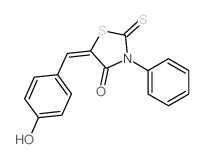 4-Thiazolidinone,5-[(4-hydroxyphenyl)methylene]-3-phenyl-2-thioxo- Structure