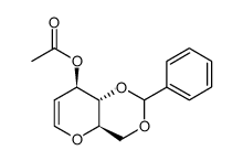 3-O-acetyl-4.6-O-benzylidene-D-arabino-hex-1-enitol structure