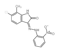 6-chloro-7-methyl-3-[2-(2-nitrophenyl)hydrazinyl]indol-2-one structure