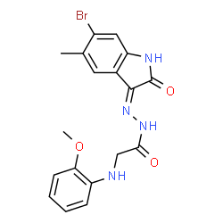 N'-(6-bromo-5-methyl-2-oxo-1,2-dihydro-3H-indol-3-ylidene)-2-[(2-methoxyphenyl)amino]acetohydrazide (non-preferred name) structure
