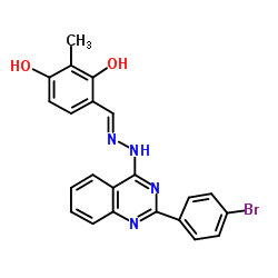 4-[(E)-{[2-(4-Bromophenyl)-4-quinazolinyl]hydrazono}methyl]-2-methyl-1,3-benzenediol Structure