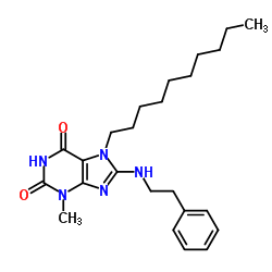 7-Decyl-3-methyl-8-[(2-phenylethyl)amino]-3,7-dihydro-1H-purine-2,6-dione结构式