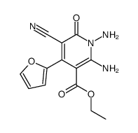 1,2-Diamino-5-cyano-4-furan-2-yl-6-oxo-1,6-dihydro-pyridine-3-carboxylic acid ethyl ester Structure