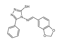 4-[(E)-1,3-benzodioxol-5-ylmethylideneamino]-3-phenyl-1H-1,2,4-triazole-5-thione结构式