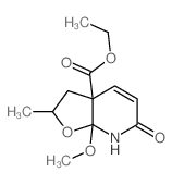 Furo[2,3-b]pyridine-3a(6H)-carboxylicacid, 2,3,7,7a-tetrahydro-7a-methoxy-2-methyl-6-oxo-, ethyl ester Structure