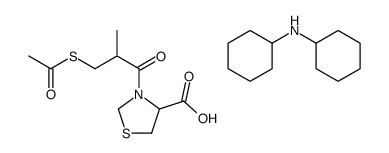 dicyclohexylammonium 3-[3-(acetylthio)-2-methylpropionyl]thiazolidine-4-carboxylate structure