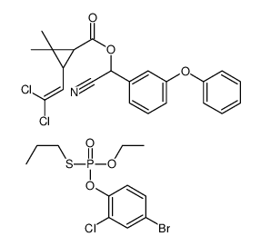 4-bromo-2-chloro-1-[ethoxy(propylsulfanyl)phosphoryl]oxybenzene,[cyano-(3-phenoxyphenyl)methyl] 3-(2,2-dichloroethenyl)-2,2-dimethylcyclopropane-1-carboxylate Structure