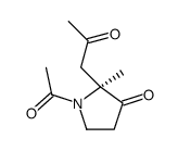 (2S)-1-acetyl-2-methyl-2-(2-oxopropyl)pyrrolidin-3-one结构式