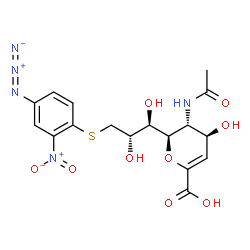 9-S-(4-azido-2-nitrophenyl)-5-acetamido-2,6-anhydro-2,3,5,9-tetradeoxy-9-thioglycerogalactonon-2-enonic acid结构式