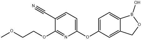 6-(1-Hydroxy-1,3-dihydro-benzo[c][1,2]oxaborol-5-yloxy)-2-(2-methoxy-ethoxy)-nicotinonitrile结构式