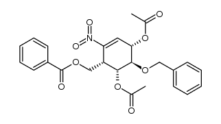 (1R,2R,3S,6S)-6-((benzoyloxy)methyl)-2-(benzyloxy)-5-nitrocyclohex-4-ene-1,3-diyl diacetate结构式