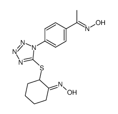 2-(1-(4-acetylphenyl)-5(1H)-tetrazolylthio)cyclohexanone dioxime Structure