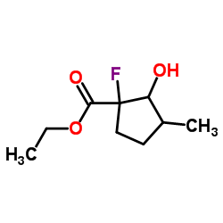 Cyclopentanecarboxylic acid, 1-fluoro-2-hydroxy-3-methyl-, ethyl ester (9CI) structure