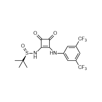 (R)-N-(2-((3,5-bis(Trifluoromethyl)phenyl)amino)-3,4-dioxocyclobut-1-en-1-yl)-2-methylpropane-2-sulfinamide Structure