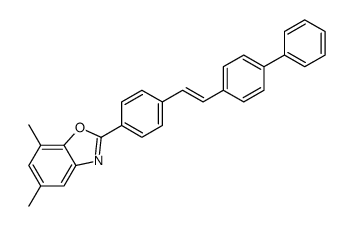 2-[4-[2-([1,1'-biphenyl]-4-yl)vinyl]phenyl]-5,7-dimethylbenzoxazole structure