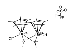 [(η5-C5Me5)ruthenium(II)Cl(μ2-SMe)2(η5-C5Me5)ruthenium(II)(H2O)] triflate Structure