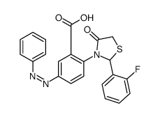2-[2-(2-fluorophenyl)-4-oxo-1,3-thiazolidin-3-yl]-5-phenyldiazenylbenzoic acid Structure