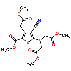 Methyl 5-[bis(2-methoxy-2-oxoethyl)amino]-4-cyano-3-(2-methoxy-2-oxoethyl)-2-thiophenecarboxylate结构式