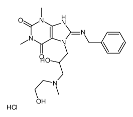 1H-Purine-2,6-dione, 3,7-dihydro-1,3-dimethyl-7-(2-hydroxy-3-((2-hydro xyethyl)methylamino)propyl)-8-((phenylmethyl)amino)-, monohydrochlorid e Structure