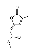 S-methyl (E)-4-methyl-5-oxo-2,5-dihydrofuran-2-ylideneethanethioate结构式