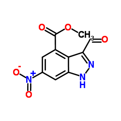 Methyl 3-formyl-6-nitro-1H-indazole-4-carboxylate结构式