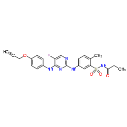 Propanamide, N-[[5-[[5-fluoro-4-[[4-(2-propyn-1-yloxy)phenyl]amino]-2-pyrimidinyl]amino]-2-methylphenyl]sulfonyl]-结构式
