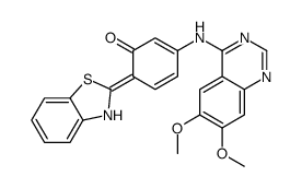 6-(3H-1,3-benzothiazol-2-ylidene)-3-[(6,7-dimethoxyquinazolin-4-yl)amino]cyclohexa-2,4-dien-1-one结构式