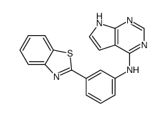 N-[3-(1,3-benzothiazol-2-yl)phenyl]-7H-pyrrolo[2,3-d]pyrimidin-4-amine结构式