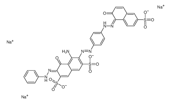 4-amino-5-hydroxy-3-[[4-[(2-hydroxy-6-sulpho-1-naphthyl)azo]phenyl]azo]-6-(phenylazo)naphthalene-2,7-disulphonic acid, sodium salt结构式