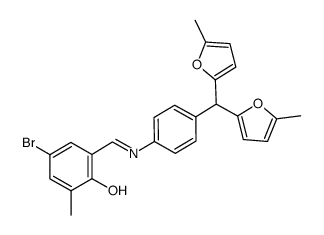 N-(5-bromo-3-methylsalicylidene)-4-[bis(5-methyl-2-furyl)methyl]aniline Structure