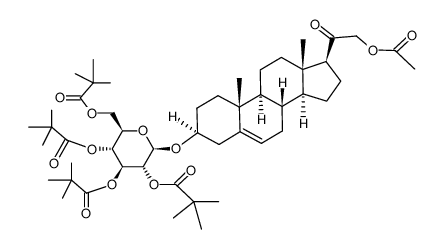 (21-Acetoxy-20-oxo-5-pregnen-3β-yl)-2,3,4,6-tetra-O-pivaloyl-β-D-glucopyranosid Structure