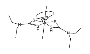bis(diethyldithiocarbamato)(cyclooctyne)diiodomolybdenum(IV)结构式