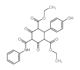 1,3-Cyclohexanedicarboxylicacid, 2-(4-hydroxyphenyl)-4,6-dioxo-5-[(phenylamino)carbonyl]-, 1,3-diethylester结构式