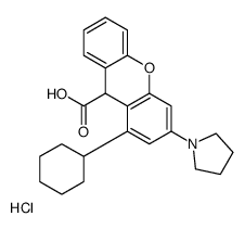 1-cyclohexyl-3-pyrrolidin-1-yl-9H-xanthene-9-carboxylic acid,hydrochloride Structure