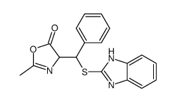 4-[1H-benzimidazol-2-ylsulfanyl(phenyl)methyl]-2-methyl-4H-1,3-oxazol-5-one结构式