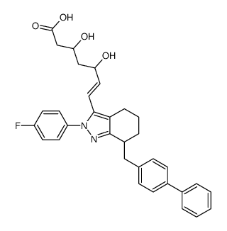 7-(7-((1,1'-biphenyl-4-yl)methyl)-2-(4-fluorophenyl)-4,5,6,7-tetrahydro-2H-indazol-3-yl)-3,5-dihydroxy-6-heptenoic acid结构式