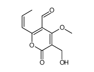 5-(hydroxymethyl)-4-methoxy-6-oxo-2-[(E)-prop-1-enyl]pyran-3-carbaldehyde结构式