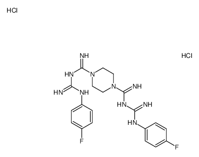 1-N',4-N'-bis[N'-(4-fluorophenyl)carbamimidoyl]piperazine-1,4-dicarboximidamide,dihydrochloride结构式